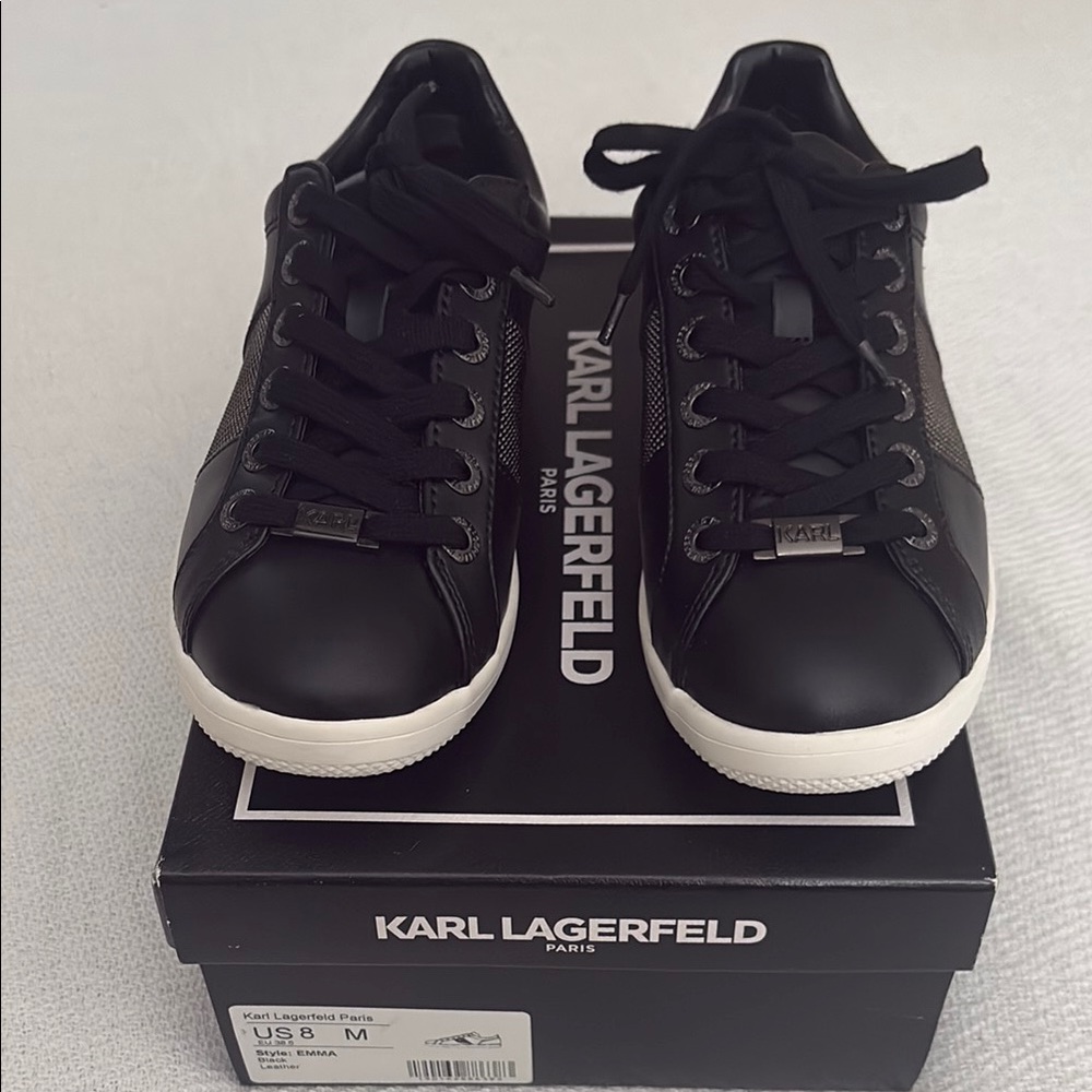 Karl Lagerfeld Black Leather Sneakers